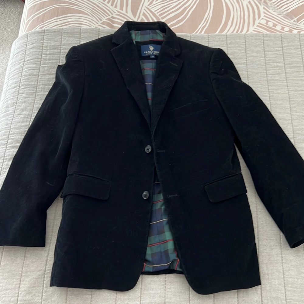 Boys U.S. Polo Assn Corduroy black jacket sports coat blazer size 14